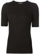 Beau Souci Ribbed Short Sleeve Sweater - Black