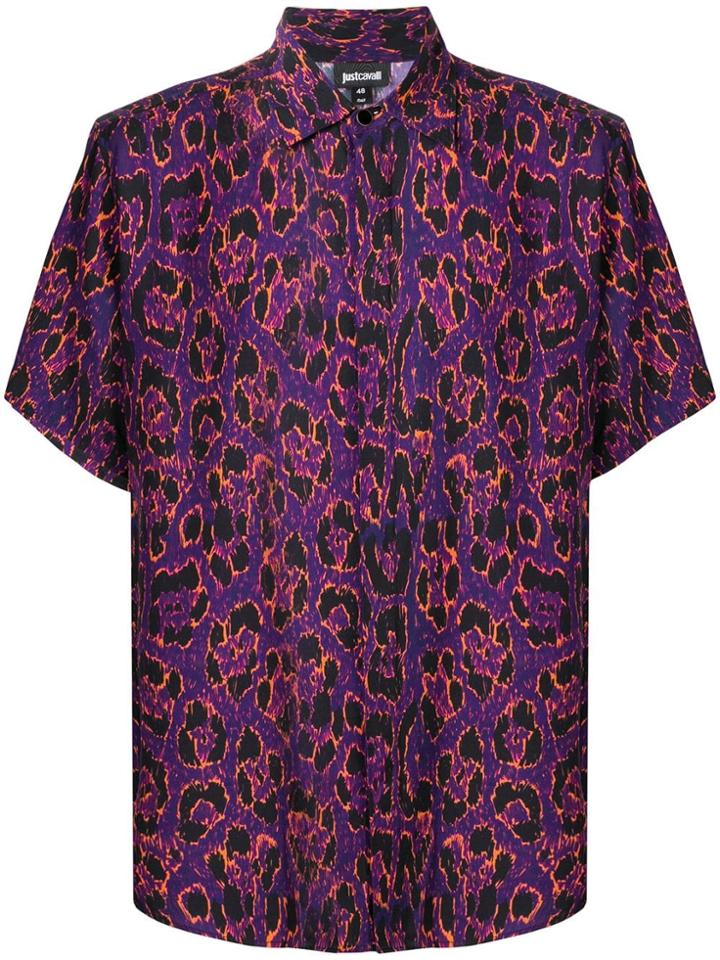 Just Cavalli Leopard Print Short-sleeve Shirt - Black