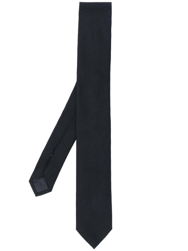 Boss Hugo Boss Checked Pattern Slim Tie - Black