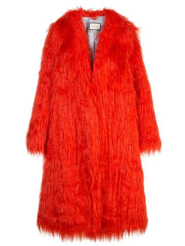 Gucci Faux Fur Coat - Red