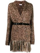 Brunello Cucinelli Sequin Embellished Belted Cardigan - Brown