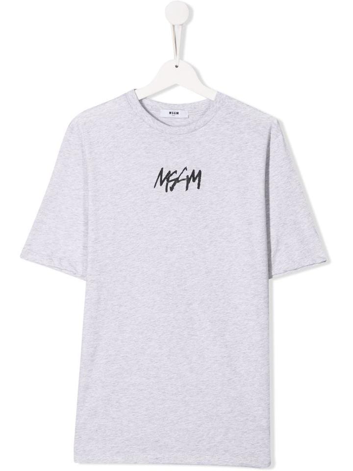 Msgm Kids Teen Signature Printed T-shirt - Grey