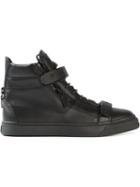 Giuseppe Zanotti Design Zip Detail Hi-top Sneakers, Men's, Size: 40, Black, Leather/rubber