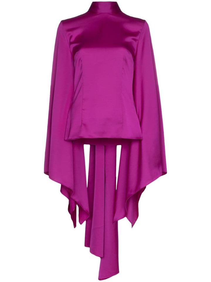 Solace London Ali Draped Wide-sleeve Blouse - Purple