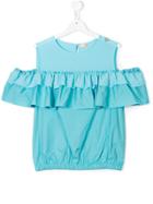 Elisabetta Franchi La Mia Bambina Cold Shoulder Top - Blue