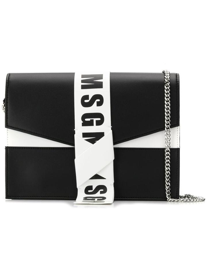 Msgm Logo Strap Crossbody Bag - Black