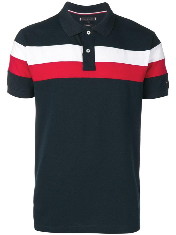 Tommy Hilfiger Chest Stripe Polo Shirt - Blue