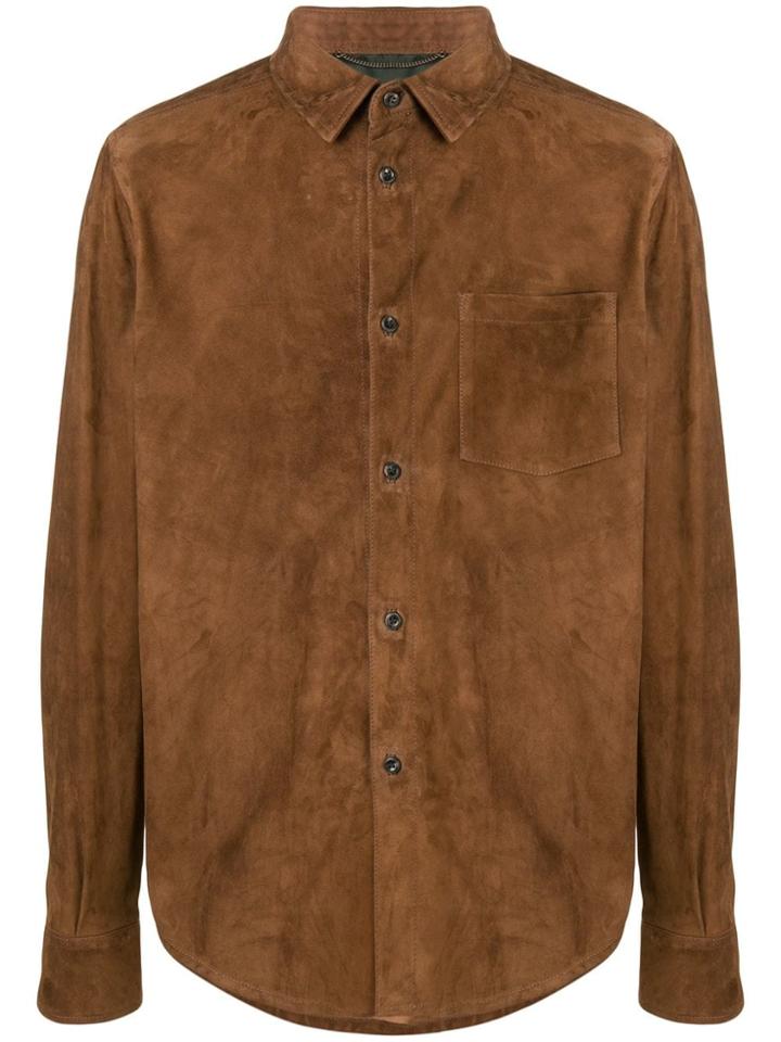Ajmone Suede Classic Shirt - Brown