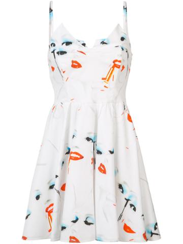 Jeremy Scott - Fantasy Print Mini Dress - Women - Cotton - 40, Women's, White, Cotton