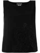 Boutique Moschino Lace Detail Tank Top - Black