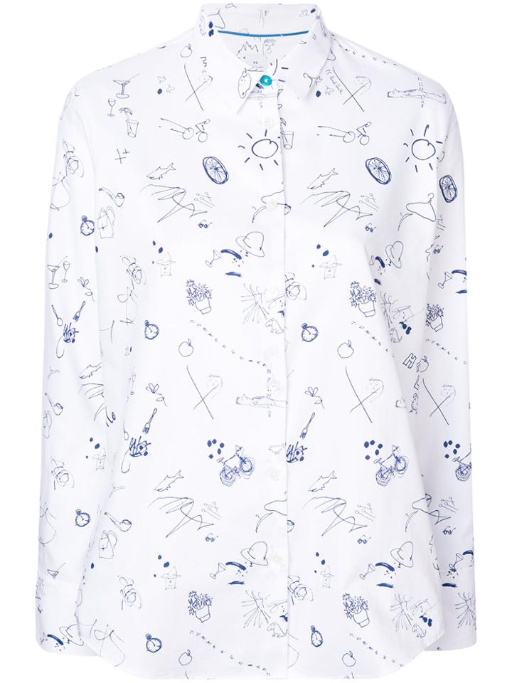 Ps By Paul Smith Sketchbook Conversational Printed Shirt - White
