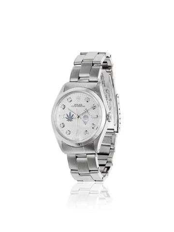 Jacquie Aiche White Vintage Rolex Leaf And Eye Diamond Dial Watch -