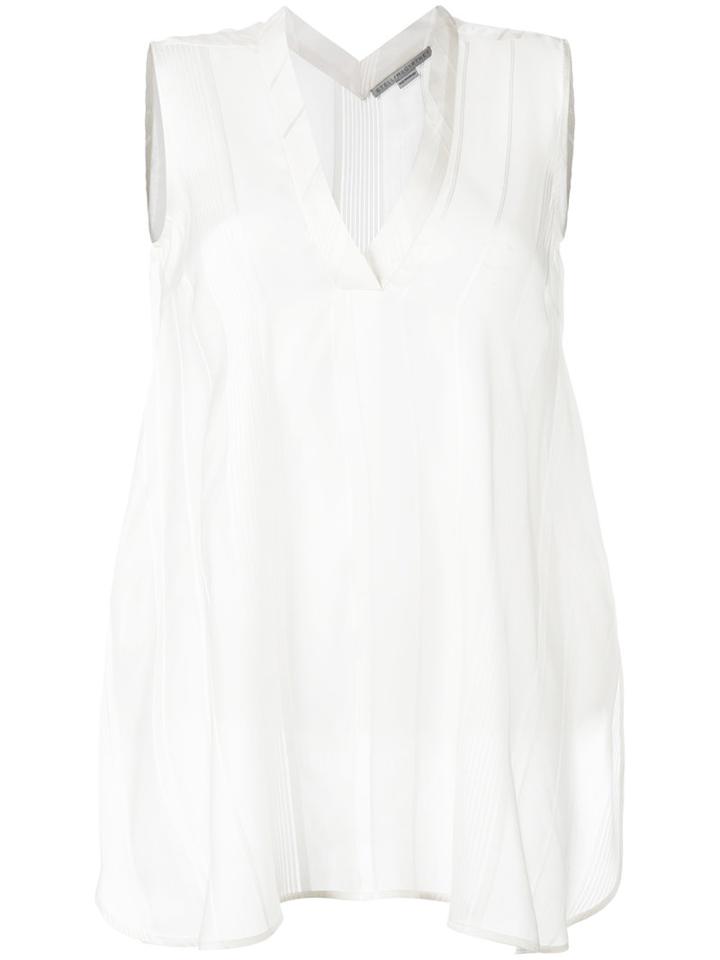 Stella Mccartney - V-neck Top - Women - Silk - 44, Women's, White, Silk