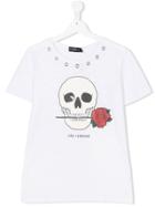 John Richmond Kids Teen Skull Print T-shirt - White