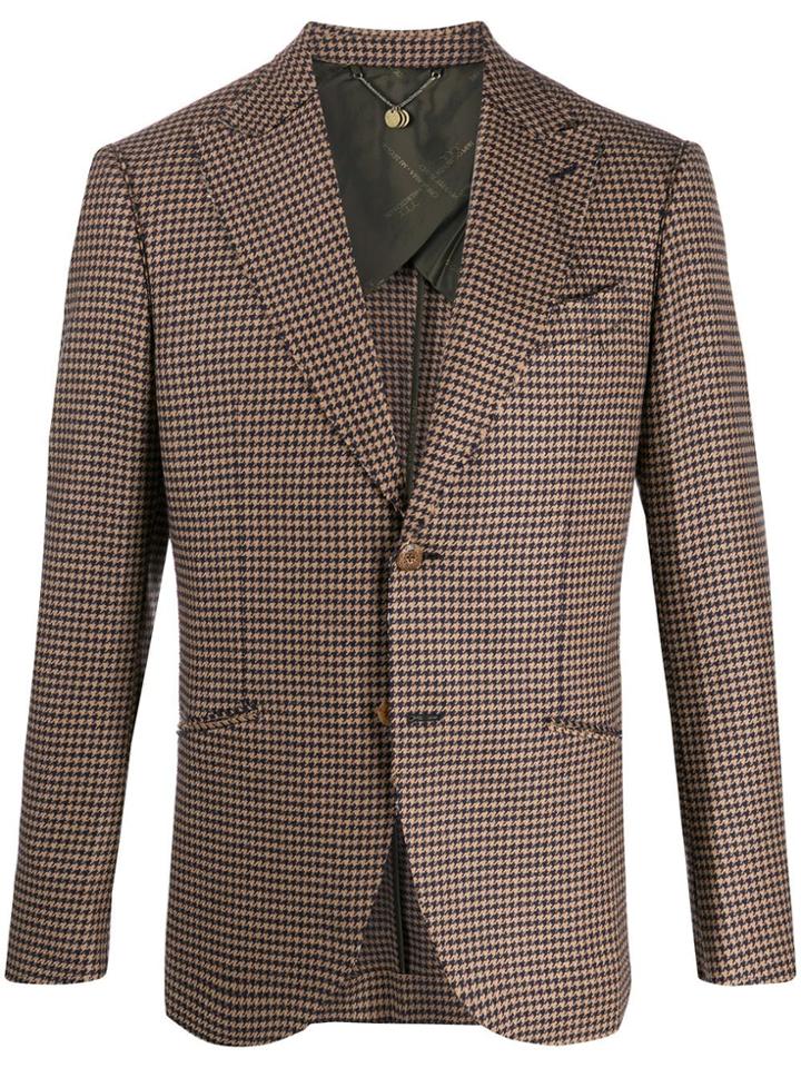 Maurizio Miri Houndstooth Single-breasted Blazer - Brown