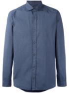 Z Zegna Micro Print Shirt, Men's, Size: 39, Blue, Cotton