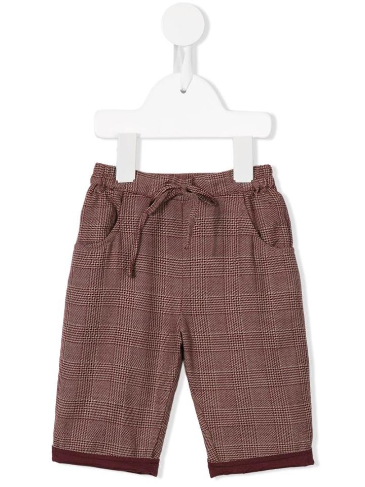 Gold - Prince Of Wales Check Trousers - Kids - Cotton - 12 Mth, Brown