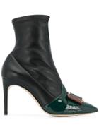 Pollini Pointed Patent Boots - Black