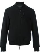 Emporio Armani Zip Up Bomber Jacket, Men's, Size: 50, Black, Polyamide/virgin Wool