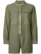 Current/elliott Long-sleeve Playsuit, Size: 1, Green, Cotton/spandex/elastane