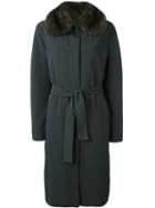 Liska Sable Fur Collar Coat, Women's, Size: Medium, Grey, Lamb Fur/sable/polyester