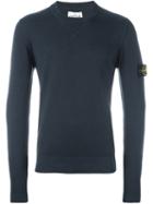 Stone Island Crew Neck Sweater, Men's, Size: Small, Blue, Cotton/cashmere