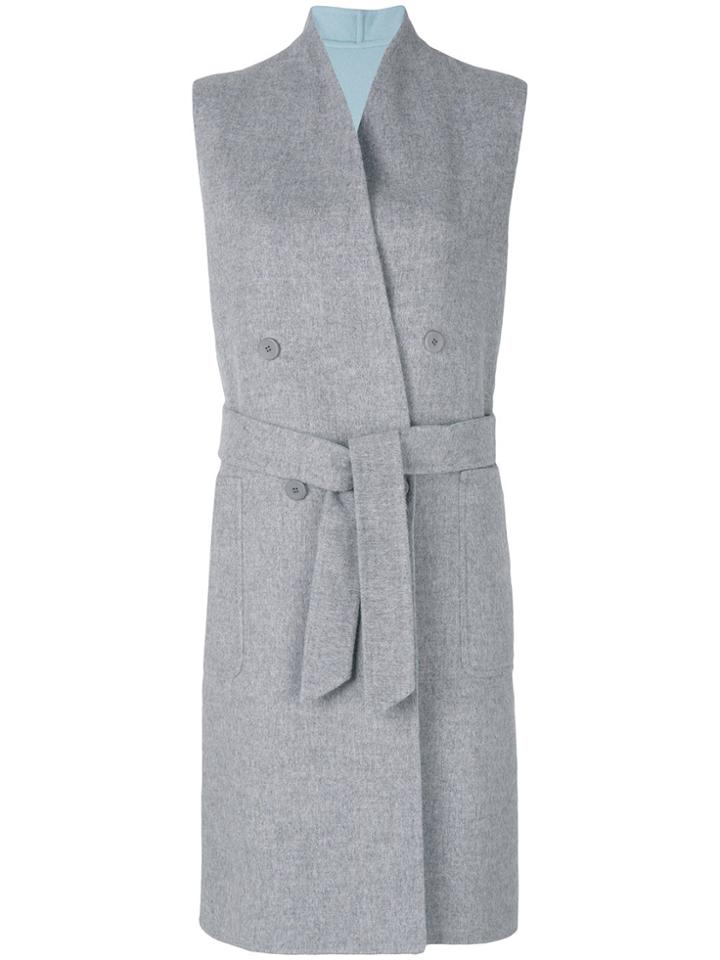 Max Mara Sleeveless Belted Jacket - Grey