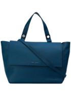 Orciani Zip Up Tote Bag, Women's, Blue, Calf Leather