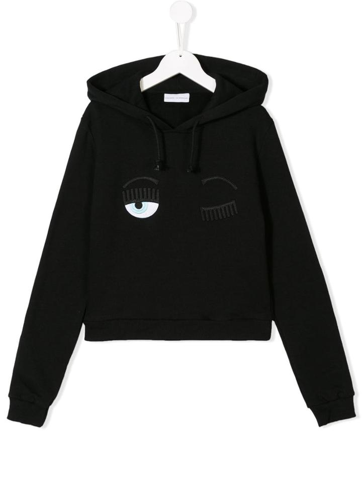 Chiara Ferragni Kids Teen Flirting Hoodie - Black