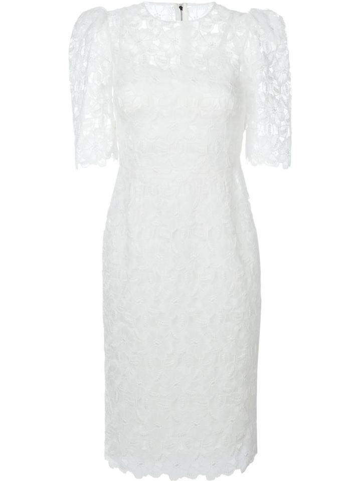 Dolce & Gabbana Floral Lace Dress, Women's, Size: 42, White, Cotton/polyamide/polyester/polyamide