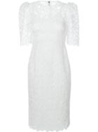 Dolce & Gabbana Floral Lace Dress, Women's, Size: 42, White, Cotton/polyamide/polyester/polyamide