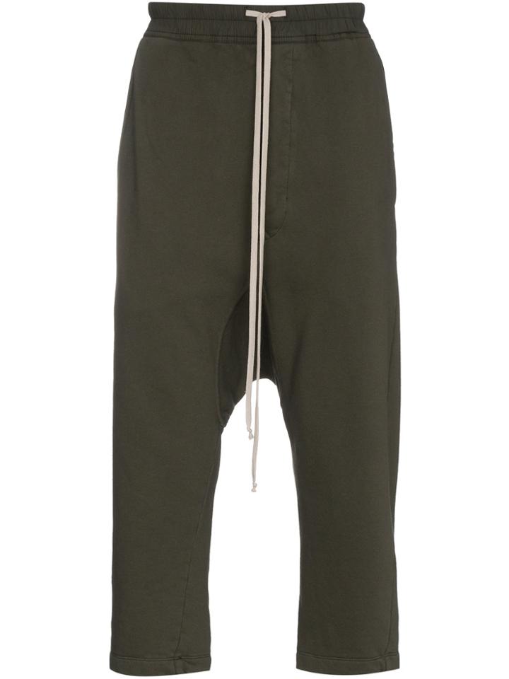Rick Owens Drkshdw Cropped Track Pants With Drop Crotch - Black