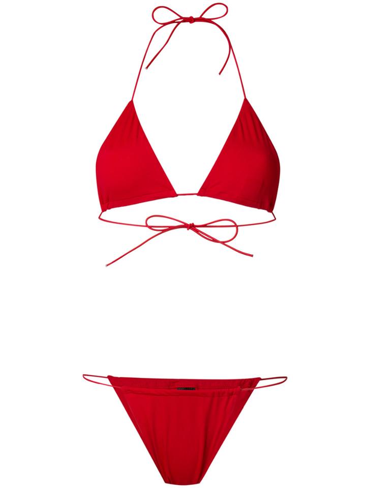 Danielle Guizio Triangle Top Bikini Set - Red