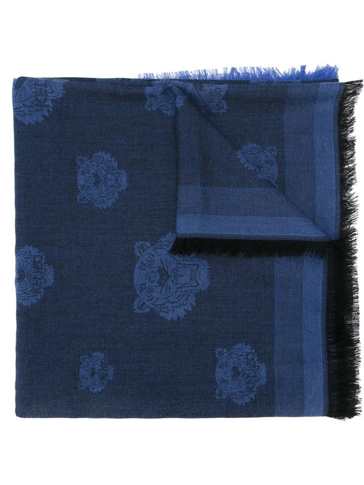 Kenzo 'mini Tiger' Scarf, Men's, Blue, Cotton/modal