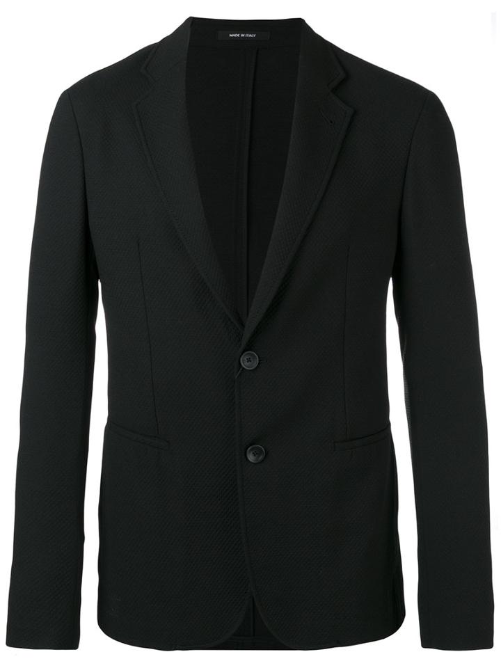 Giorgio Armani Two Button Blazer, Men's, Size: 50, Black, Virgin Wool/polyamide/spandex/elastane/acetate