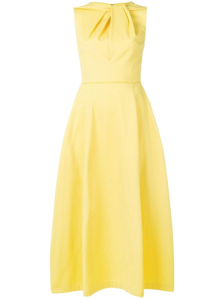 Talbot Runhof Textured Flared Midi Dress - Yellow