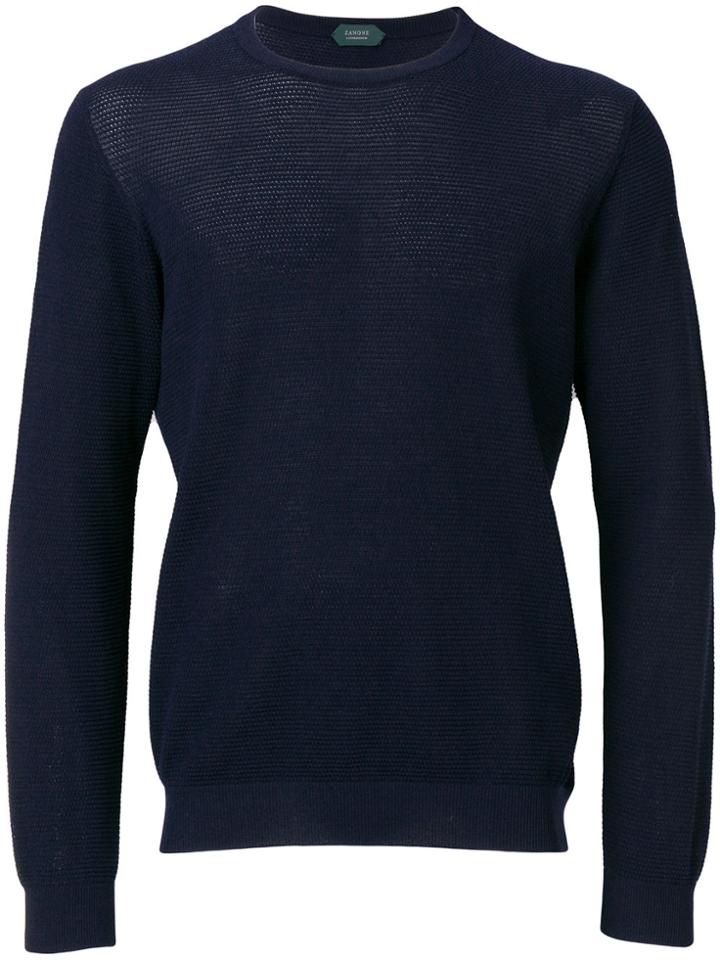 Zanone Textured Slim Fit Jumper - Blue