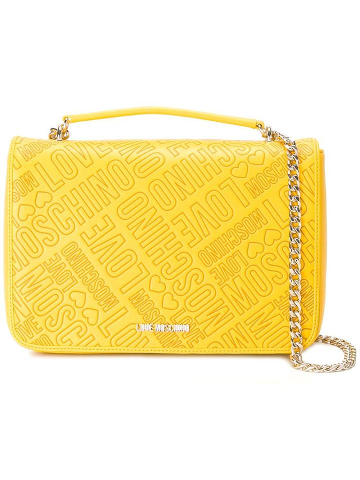 Love Moschino Logo Embossed Shoulder Bag, Women's, Yellow/orange, Polyurethane