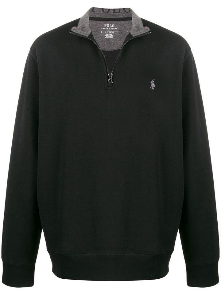 Polo Ralph Lauren Half-zip Logo Embroidered Sweater - Black