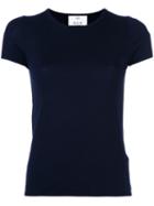 Allude Short Sleeve Fitted Knit Top, Women's, Size: Medium, Blue, Virgin Wool