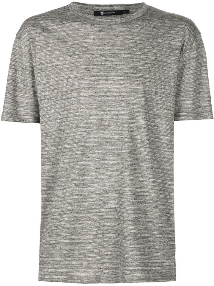 T By Alexander Wang Round Neck T-shirt, Men's, Size: Small, Grey, Linen/flax