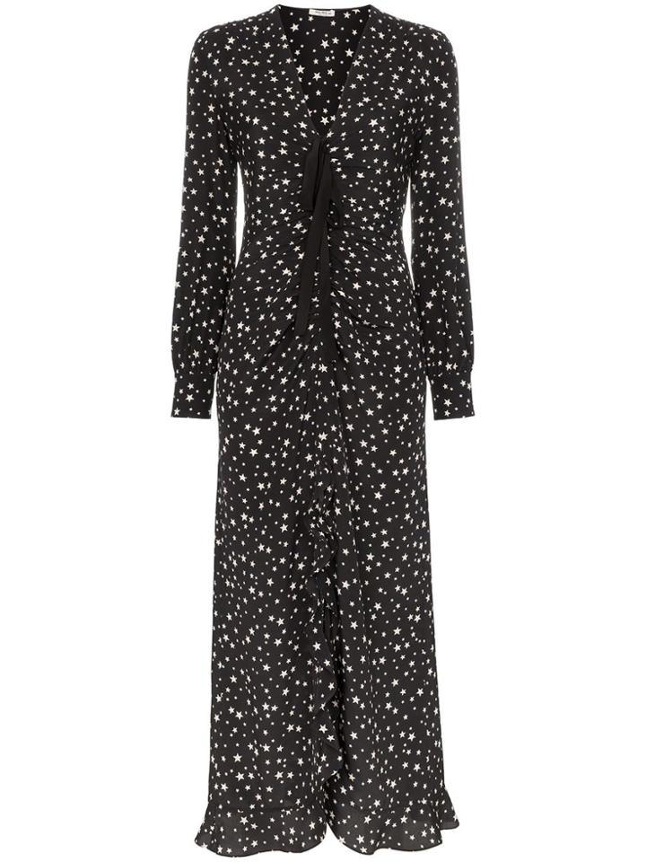Miu Miu Star Print Bow Front Midi Dress - Black