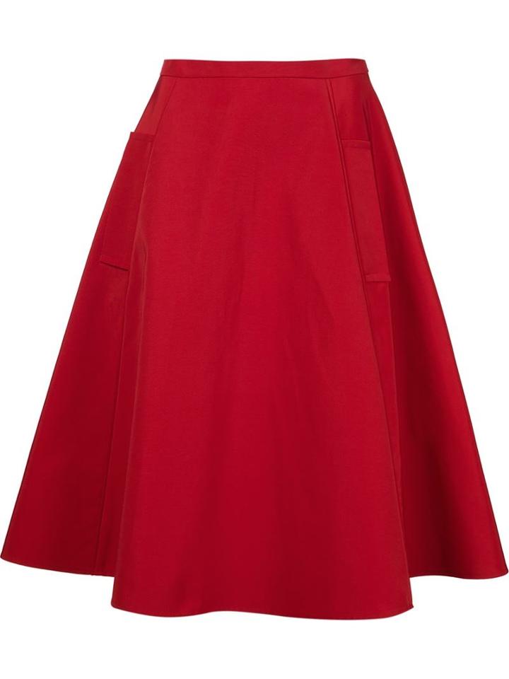 Lanvin Classic A-line Skirt, Women's, Size: 36, Red, Polyester/cotton
