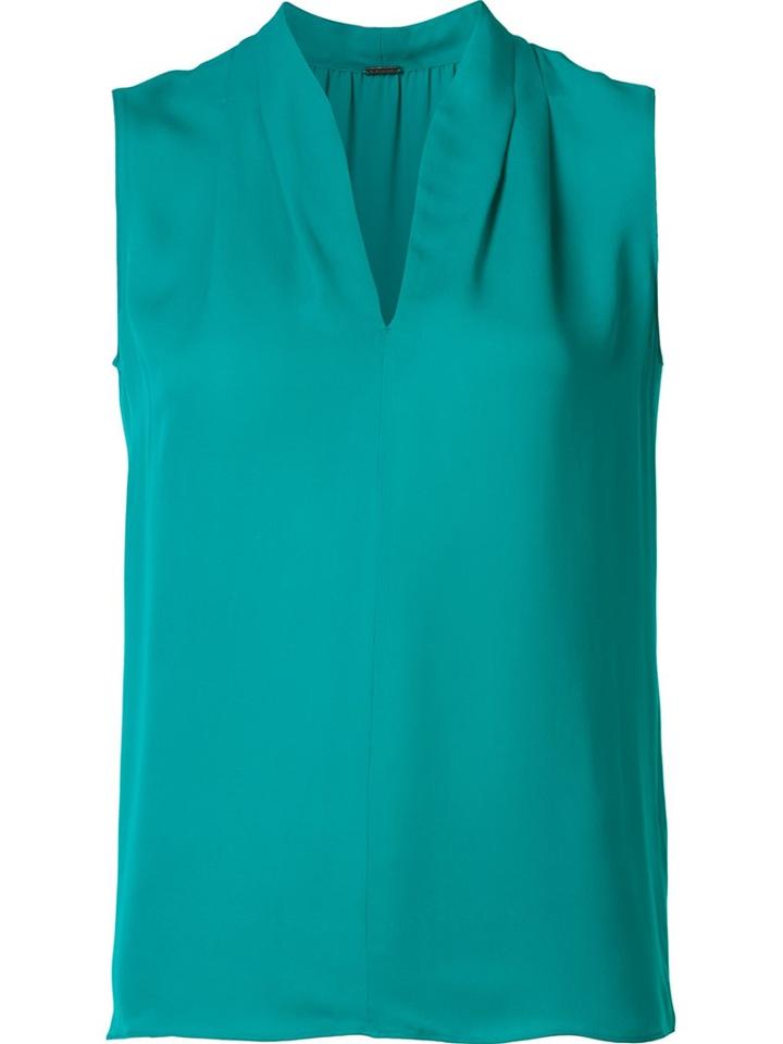 Elie Tahari V-neck Blouse, Women's, Size: Large, Green, Silk