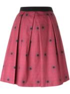 Eggs Carlito Sun Print Full Midi Skirt, Women's, Size: 44, Red, Cotton/polyamide