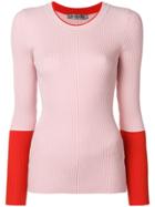 Sportmax Contrast Sleeve Fitted Sweater - Pink & Purple