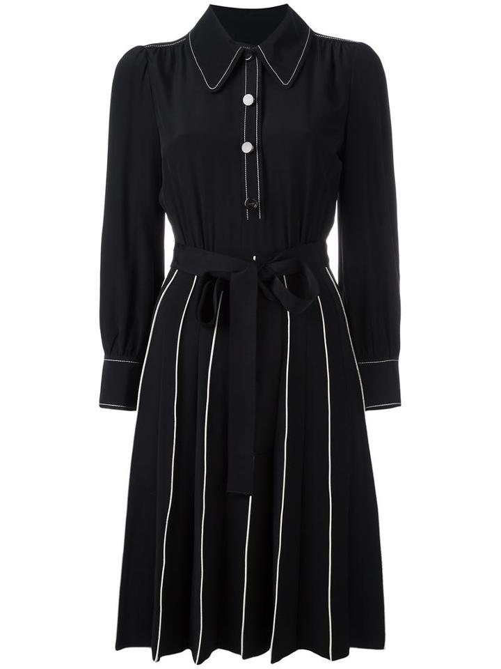Marc Jacobs Piped A-line Shirt Dress, Women's, Size: 4, Black, Silk