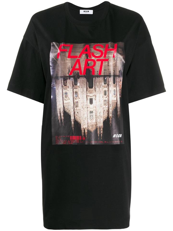 Msgm Flash Art T-shirt Dress - Black