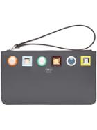Fendi Flat Clutch With Studs - Grey