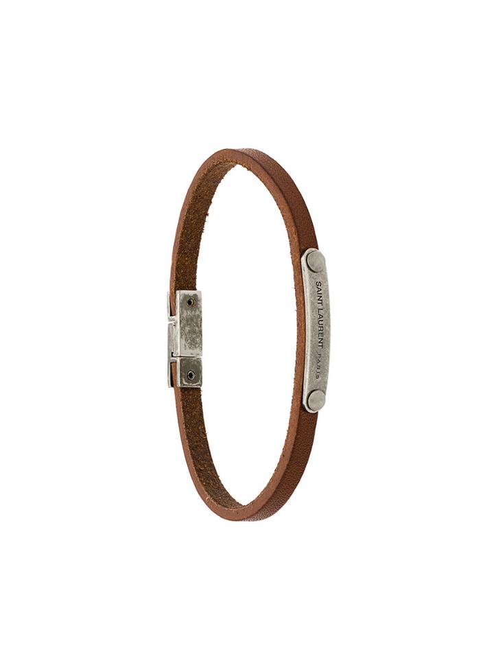 Saint Laurent Id Cuff Bracelet - Brown